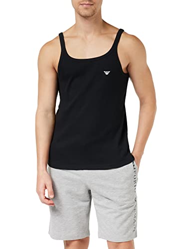 Emporio Armani Underwear Men's Ribbed Stretch Cotton Top Tank, czarny, M, czarny, M