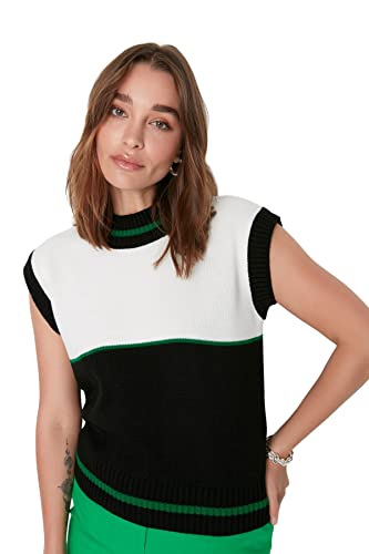 TRENDYOL Damska bluza Triko Süveter z kolorową bluzą, czarna, M, czarny, M