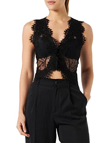 Pinko Damska kamizelka Grazioso Gilet Pizzo Valencien garnitur kamizelka, Z99_nero limuzyna, 38