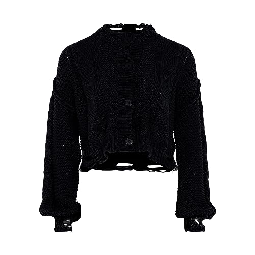 myMo Damski jednorzędowy kardigan z dzianiny czarny M/L