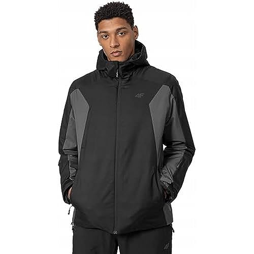 4F Męska kurtka SKI KUMN002 Dżinsy, Deep Black, XL, Głęboki czarny, XL