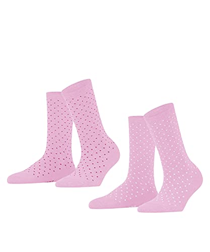 ESPRIT Fine Dot 2-Pack skarpety damskie trwałe bawełna organiczna czarne szare plus drobne kolory wzmocnione kolorowe kropki zestaw 2 par, Czerwony (Orchid 8621), 35-38 EU