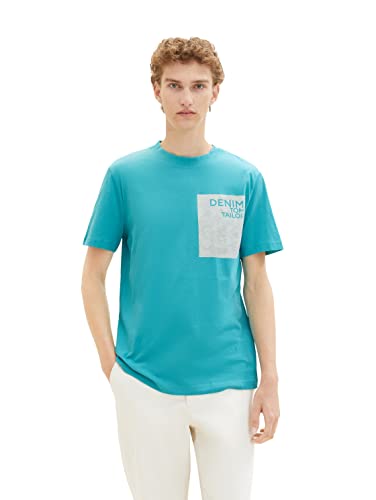 TOM TAILOR Denim Koszulka męska 1036464, 31044-Deep Turquoise, XL, 31044 – głęboki turkus, XL