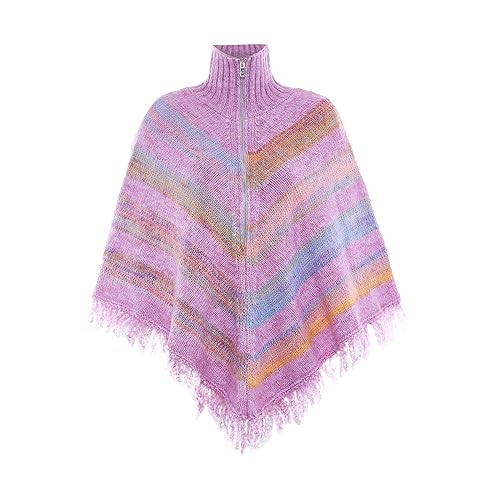 ebeeza Damska peleryna z dzianiny nietoperza z zamkiem błyskawicznym, lawendowa, rozmiar XL/XXL, lawendowy, XL
