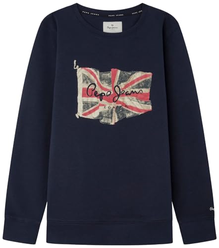 Pepe Jeans Chłopięca bluza z logo logo, Niebieski (granatowy), 14 Lat