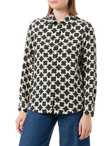 Seidensticker Damska bluzka - modna bluzka - Regular Fit - kołnierz koszuli - długi rękaw - 100% wiskoza, czarny, 44