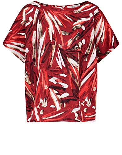 Gerry Weber Casual Fit Koszula damska, Dark Cherry/Rot/Ecru/Druck, 34