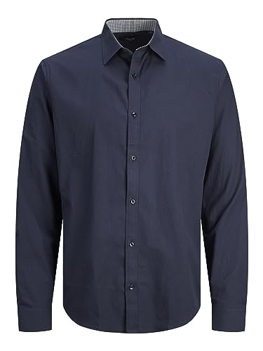 JACK & JONES Męska koszula Jprblabelfast L/S Noos koszula rekreacyjna, Perfect Navy/Fit:comfort Fit, XXL