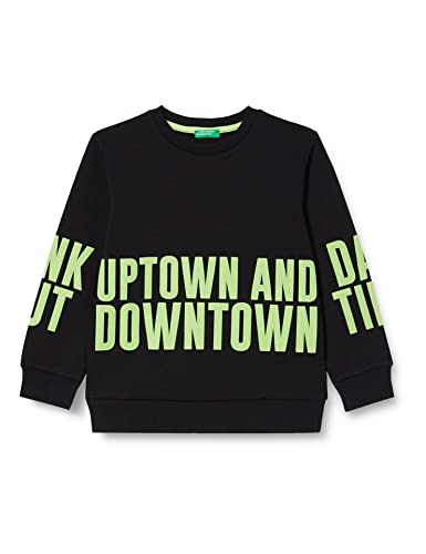 United Colors of Benetton Chłopięca bluza z długim rękawem z okrągłym dekoltem, czarny 100, 170