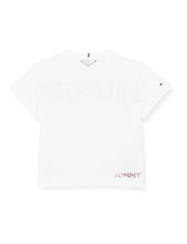 Tommy Hilfiger Koszulka dziewczęca Tommy metaliczna folia S/S t-shirt, biała, 92