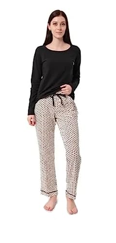 Calvin Klein Damskie spodnie zestaw piżama L/S, Gwiazda_pieczątka_owsianka wrzosowa, XL