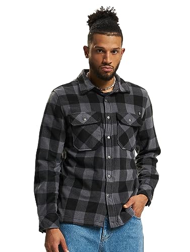 Brandit Męska koszula polarowa Jeff z długim rękawem, czarny/szary, 3XL