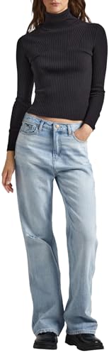 Pepe Jeans Damski sweter Dalia z zawijanym kołnierzem, czarny (czarny), L