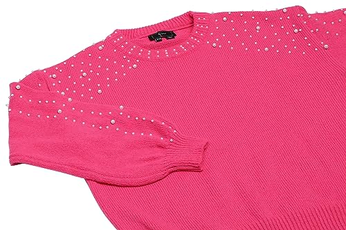 Faina Damski sweter ozdobiony perłami różowy XS/S