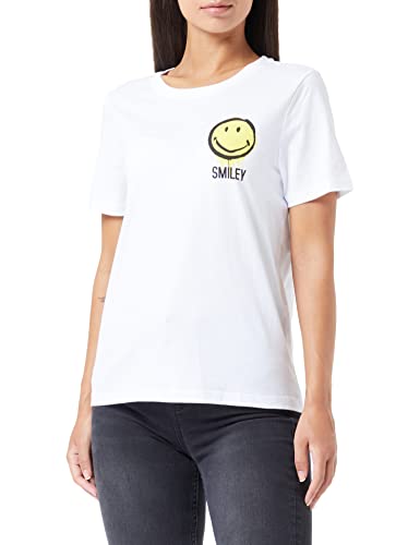 ONLY Onlsmiley Ss O-Neck T-Shirt Nn T-Shirts & Tops, White/Szczegóły: dripping Smiley, M