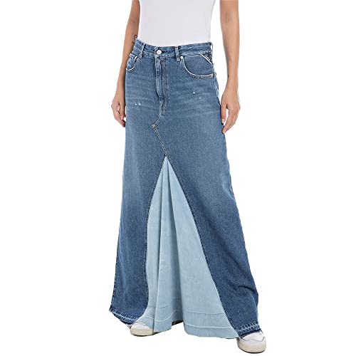 Replay Damska spódnica W9899, 009 MEDIUM Blue, 24 (DE), 009 Medium Blue