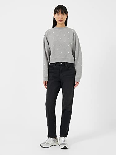 French Connection Damska bluza z długim rękawem i ozdobiona bluzą, sweter, szary, L, szary, L