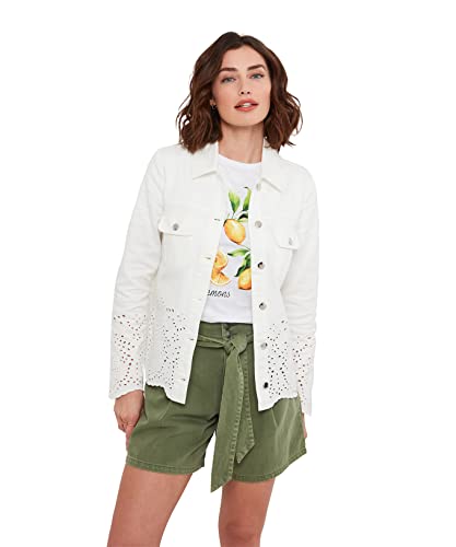 Joe Browns Damska kurtka dżinsowa z wyciętym rękawem biała letnia kurtka dżinsowa, kremowa, 8, Antyczna biel, 34