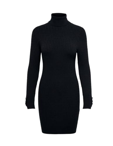 ONLY Damska sukienka Onllorelai Ls z okrągłym dekoltem mini sukienka Cs KNT, czarny, M