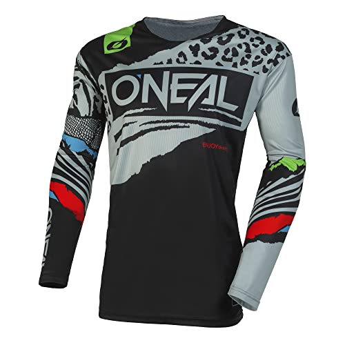 O'NEAL Koszulka motocrossowa z długim rękawem, MX Enduro DH FR Downhill Freeride, sportowy krój, szybkoschnąca, bez mankietów, Mayhem Youth Jersey HEXX V.23, dla dzieci, czarny/szary, L