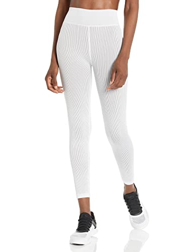 Calvin Klein Damskie legginsy prążkowane wysokiej talii 7/8 mocno, Białe grube żebra, S