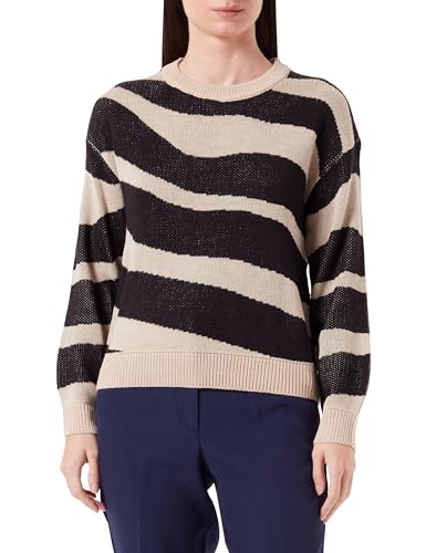 VILA VA L/S żakardowy okrągły dekolt dzianina TOP/PB, Doeskin/Wzór: czarny, XS