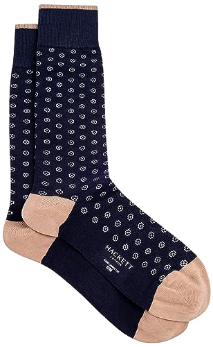 Hackett London Geo Foulard męskie skarpety, Niebieski (granatowy), Large