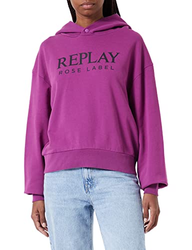 Replay Damska bluza z kapturem W3711C, 855 fioletowa, S