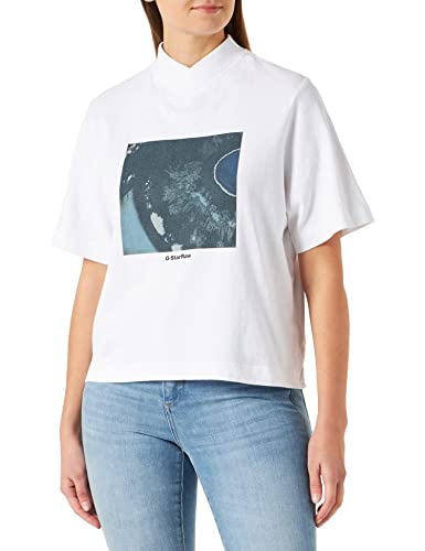 G-STAR RAW Damska koszulka Eye Boxy Mock V, biały (White C336-110), XS