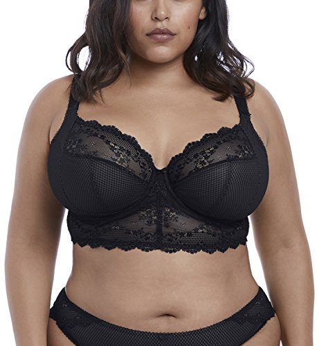 Elomi Damski biustonosz Charley Longline z fiszbinami typu plunge, Czarny, 80K