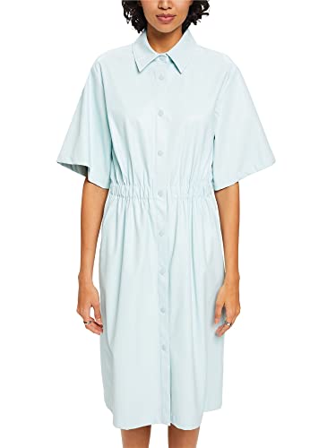 ESPRIT Collection Sukienka koszulowa o wyglądzie skóry, Light Aqua Green, 38