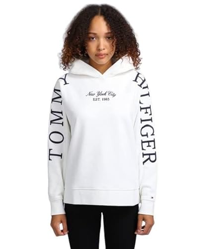 Tommy Hilfiger Damska bluza z kapturem Rlxd Arched Hilfiger, Ecru, S, Ecru, S