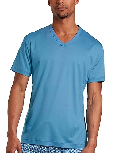 CALIDA RMX Sleep Leisure T-shirt męski, niebieski azurit Blue, Standard, Azurit Blue, 46-48