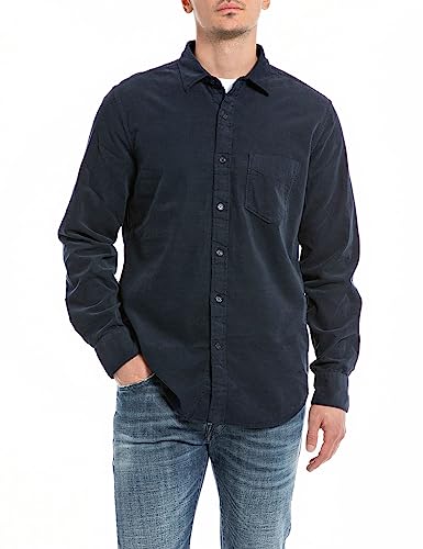 Replay Koszula męska regular fit, 971 Night Blue, S