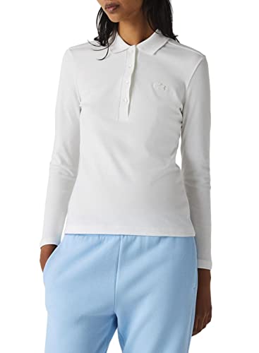 Lacoste Damska koszulka polo Slim Fit z długim rękawem, Mąka, 30