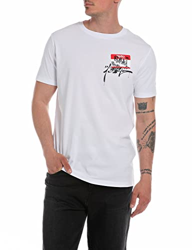 Replay T-shirt męski, Optical White 001, XXL