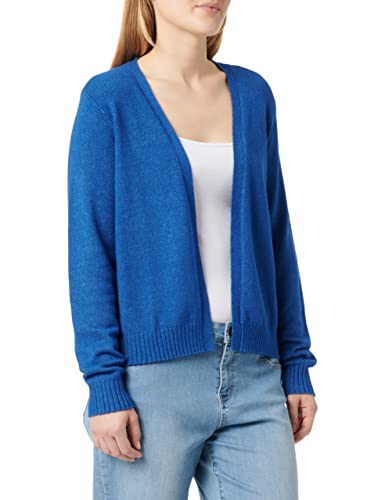 Vila Damska kurtka z dzianiny, krótka, otwarta, Mazarine Blue/Szczegóły: melanż, XL