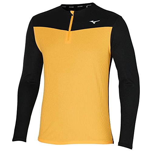 top Mizuno Męskie DRYAEROFLOW LS HZ bieganie, wyścigi żółty/czarny, S
