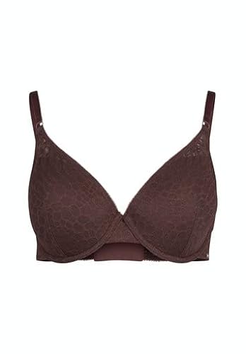 Skiny Damskie miseczki Lace Texture biustonosz formowany Java Brown, standardowy