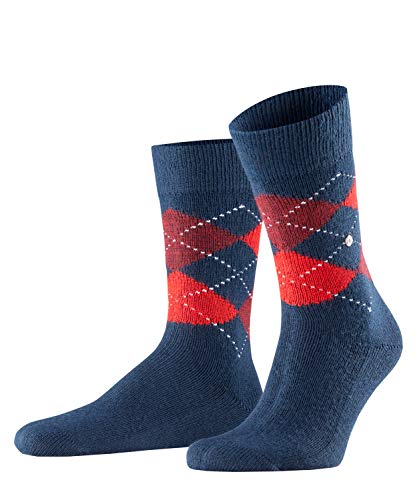 Burlington Mężczyźni Skarpety Preston M SO Miękki I Ciepły z wzorem 1 Para, Niebieski (Steel Blue 6155), 40-46