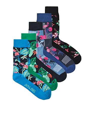JACK & JONES Męskie skarpety Jacrobin 5-pak Jolly Green/Pack: Aster Blue-Navy Blazer-Surf The Web-Black, One Size, Jolly Green/Pack: Aster Blue - Navy Blazer - Surf the web - Black