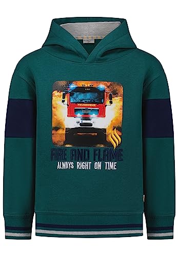 SALT AND PEPPER Chłopięca bluza z kapturem Fireflame Emb bluza z kapturem, szmaragdowa ziele?, 116-122