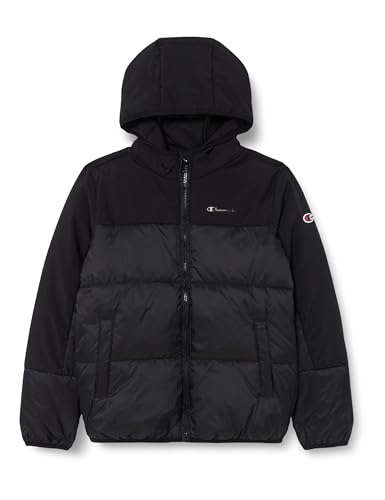 Champion Legacy Outdoor B-Colorblock Hooded Dla dzieci i młodzieży kurtka, Nero, 7-8 lat