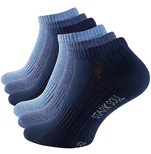 STARK SOUL Sport & Lifestyle Skarpety do sneakersów w jakości premium, uniseks, dla kobiet i mężczyzn, 6 par, rozmiary 35-50, 6 x odcienie niebieskiego, 35-38 EU