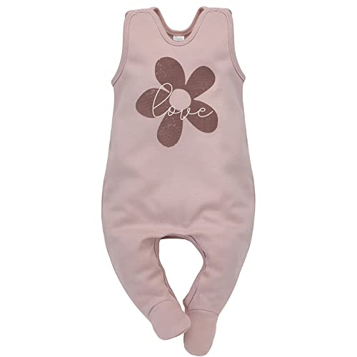 Pinokio Baby Sleepsuit Happiness, 100% cotton pink, Girls Gr. 56-68 (62), Rosa, 62 cm