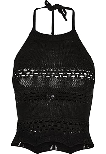 Urban Classics Damski top z wiązaniem na szyi, czarny, XL