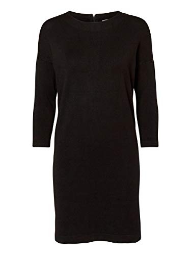 VERO MODA Damska sukienka do kolan, z dzianiny, rękawy 3/4, czarny (Black Black), L