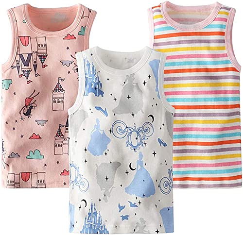 Chłopięcy tank topy dla dziewcząt, zestaw 3 sztuk, podkoszulek dla dzieci, kamizelka, bez rękawów, t-shirt, 4-5 lat, tęcza rozm. 110, tęcza, 110