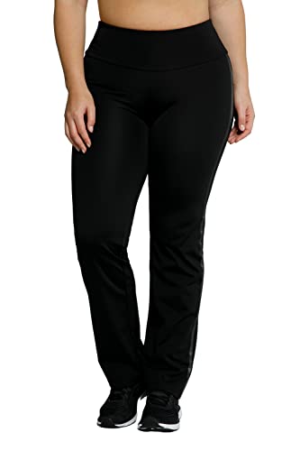 Ulla Popken Damskie spodnie do biegania, metaliczne paski, gumowy ściągacz, spodnie treningowe Powerstretch, Black Beauty (kolor zamienny), 46