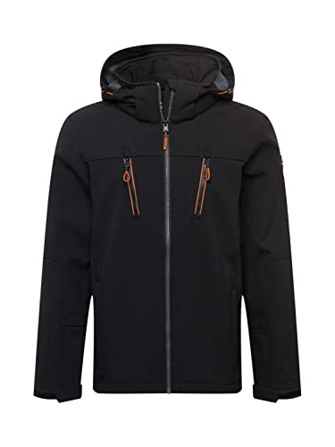 Killtec Softshell/Męska kurtka zewnętrzna z odpinanym kapturem, Negro, 3XL